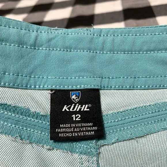 Kuhl SHIFT ANFIB SHORT Aqua Blue Hiking 6275 Size 12 x 7 Stretch Zip Pockets